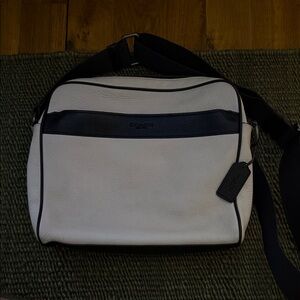 Coach Black and Cream Men's Messenger Bag